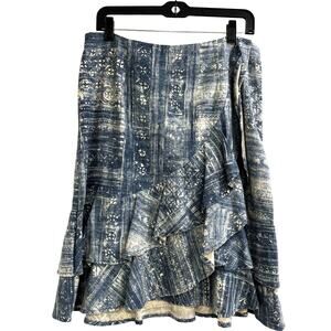 LRL Ralph Lauren Jeans Company Skirt linen cotton blend ruffle front casual sz 8